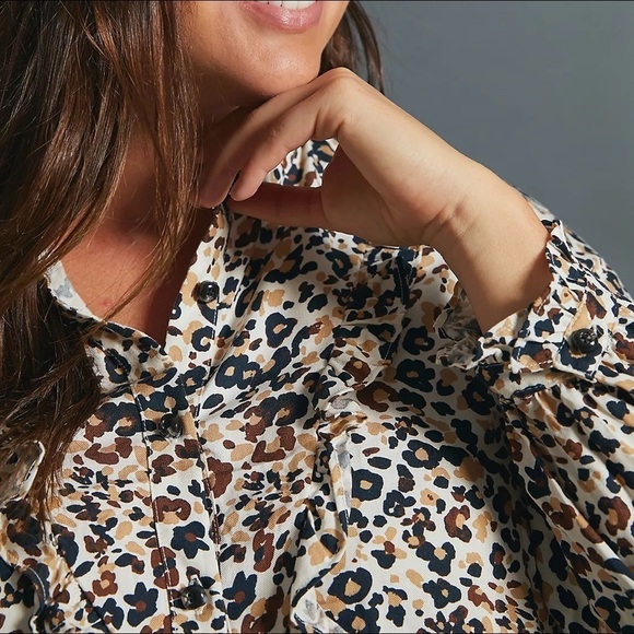 NWT Anthropologie Leopard Prints Button-down Shirt - Picture 2 of 10
